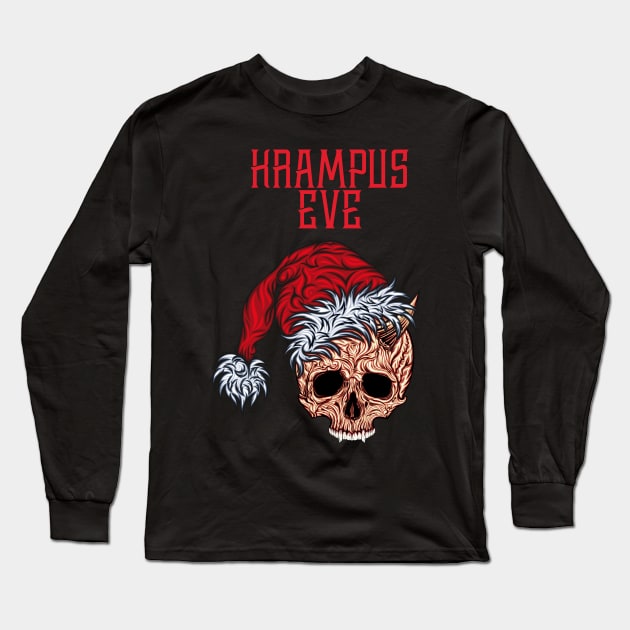 Krampus Eve Skull Skull Christmas Hat Long Sleeve T-Shirt by GeekCastle